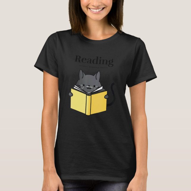 Reading Because Murder is Wrong Women's  Cat Book T-Shirt (Front)