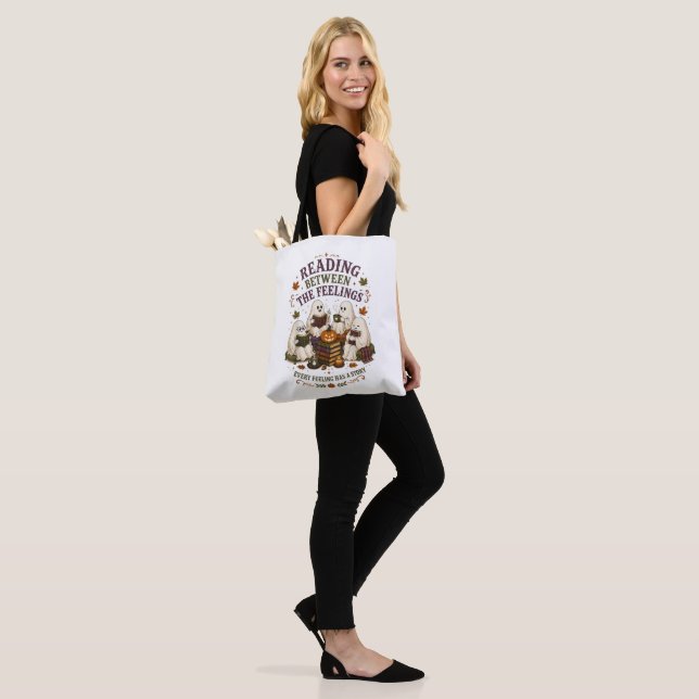 Reading Between The Feelings Ghost Readers Tote Bag (On Model)