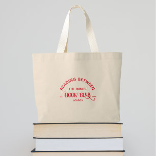 Reading Between The Wines Book Club Red Crest Large Tote Bag