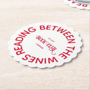 Reading Between The Wines Book Club Red Crest Paper Coaster