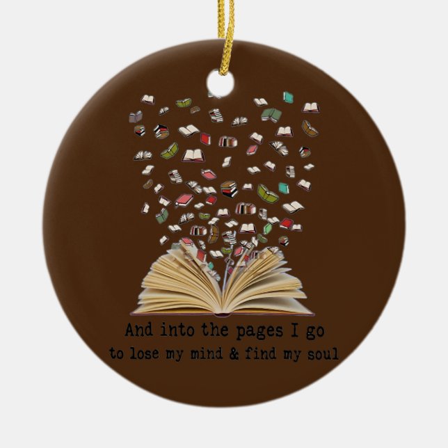Reading Book And Into The Pages I Go  Ceramic Tree Decoration (Front)