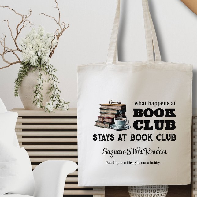 Reading Book Club Name Book Lover Funny Writer Tote Bag (custom book club bags for readers book lovers reading group coffee bookaholic library funny gifts)