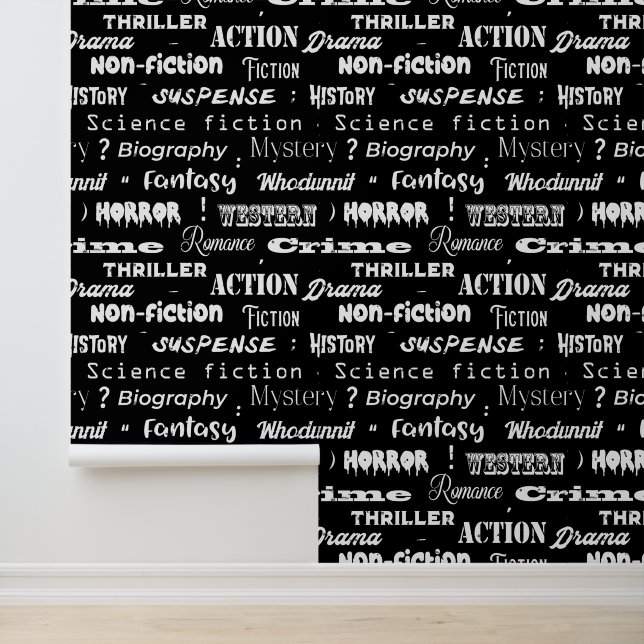 Reading Book Genres Monochrome Typographic Wallpaper (Application)
