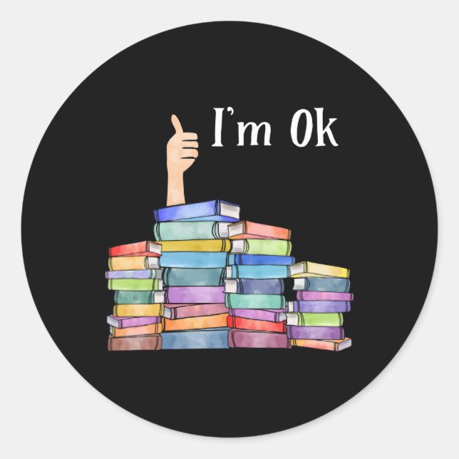 Reading Book I'M Ok National Book Day Classic Round Sticker (Front)