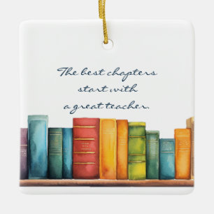 Reading Book School Teacher Ceramic Ornament