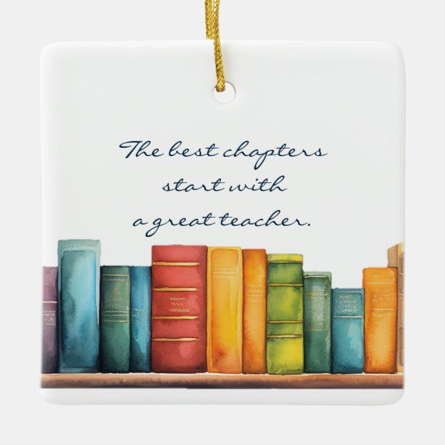 Reading Book School Teacher Ceramic Ornament (Front)