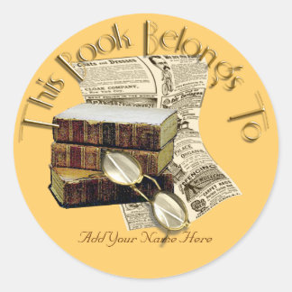 Reading Bookplate Classic Round Sticker