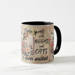Reading Books Cute Cats Animal Mug