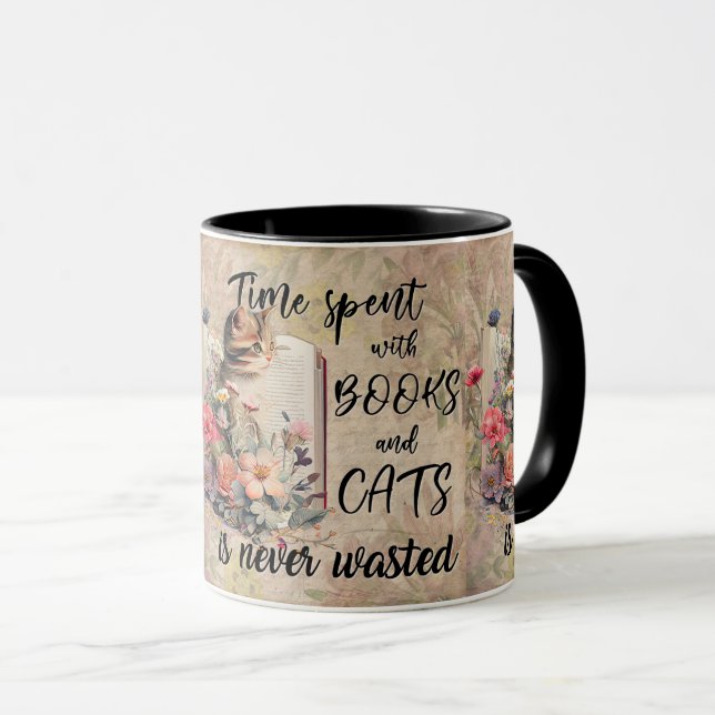 Reading Books Cute Cats Animal  Mug (Front Right)