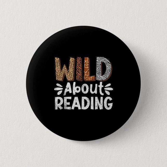 Reading books reader librarian wild animals leopar 6 cm round badge (Front)