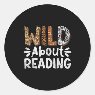 Reading books reader librarian wild animals leopar classic round sticker