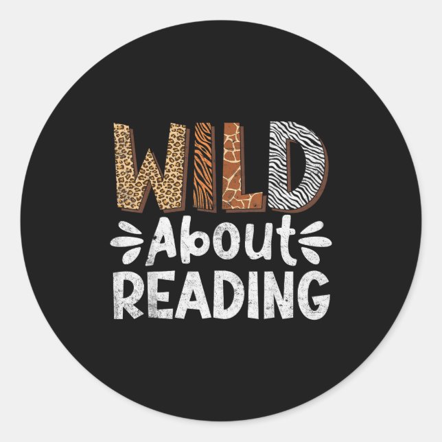 Reading books reader librarian wild animals leopar classic round sticker (Front)