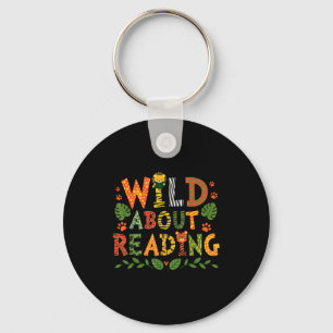 Reading books reader librarian wild animals leopar key ring