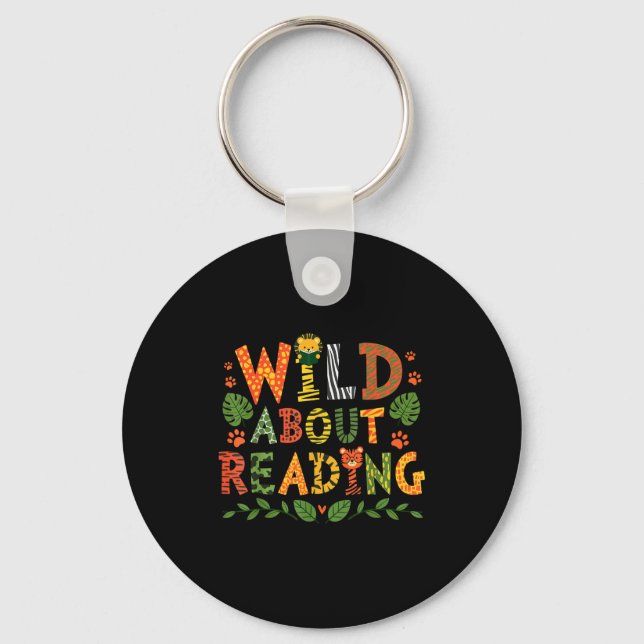 Reading books reader librarian wild animals leopar key ring (Front)