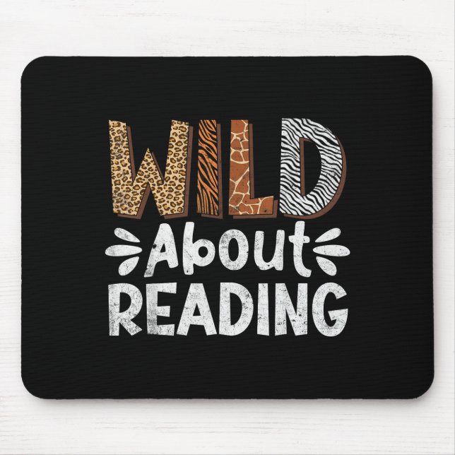 Reading books reader librarian wild animals leopar mouse mat (Front)