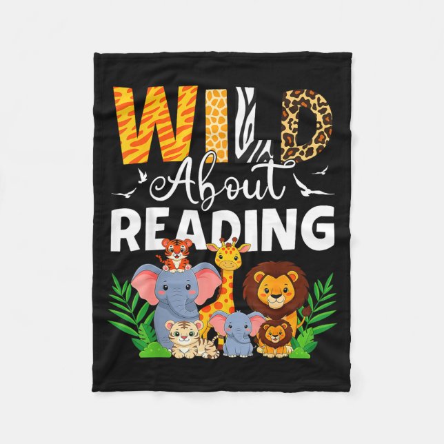 Reading books reader librarian wild animals lover fleece blanket (Front)