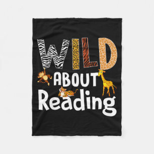 Reading books reader librarian wild animals lover fleece blanket