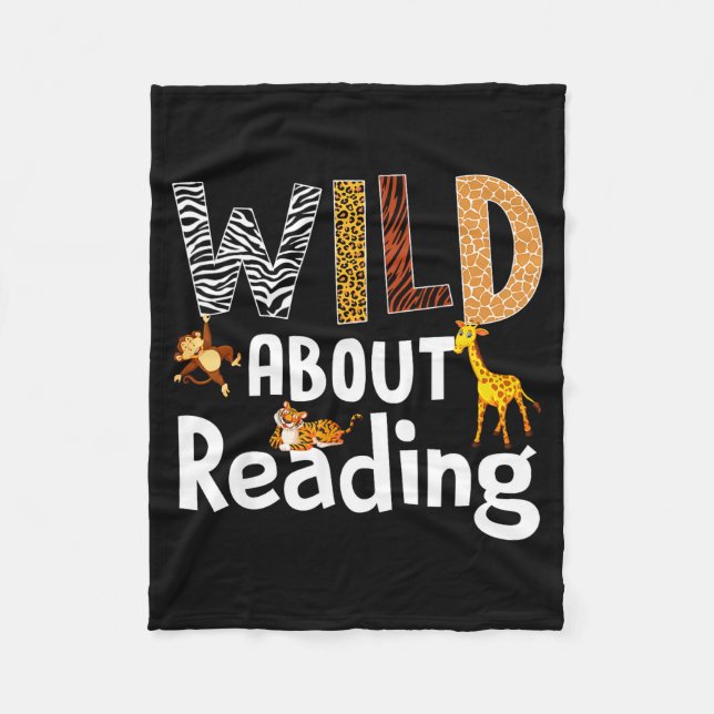 Reading books reader librarian wild animals lover fleece blanket (Front)