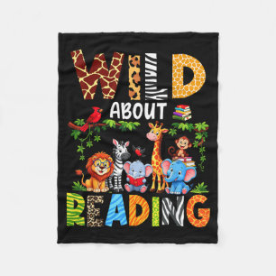 Reading books reader librarian wild animals lover fleece blanket
