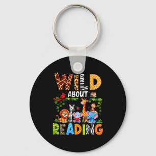 Reading books reader librarian wild animals lover key ring
