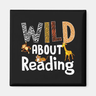 Reading books reader librarian wild animals lover magnet