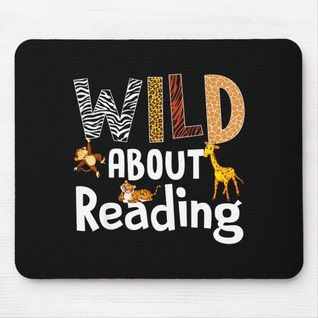 Reading books reader librarian wild animals lover mouse mat (Front)