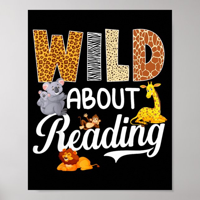 Reading books reader librarian wild animals lover poster (Front)