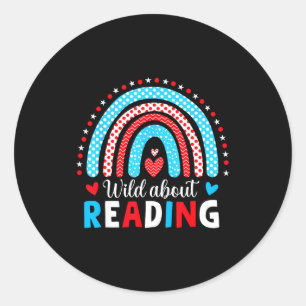 Reading books reader lover librarian teacher kids classic round sticker