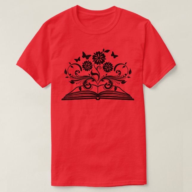 Reading, Books, Women Girls Kids, Flowers Teacher  T-Shirt (Design Front)