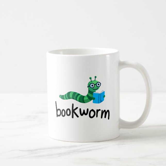 Reading Buddy Cute Bookworm With Book Coffee Mug (Right)