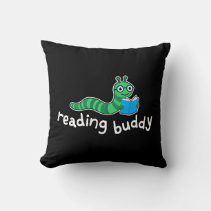 Reading buddy Cute bookworm with book Cushion