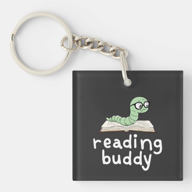 Reading Buddy Cute Bookworm with Book Key Ring (Front)
