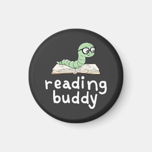 Reading Buddy Cute Bookworm with Book Magnet