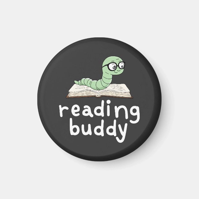 Reading Buddy Cute Bookworm with Book Magnet (Front)