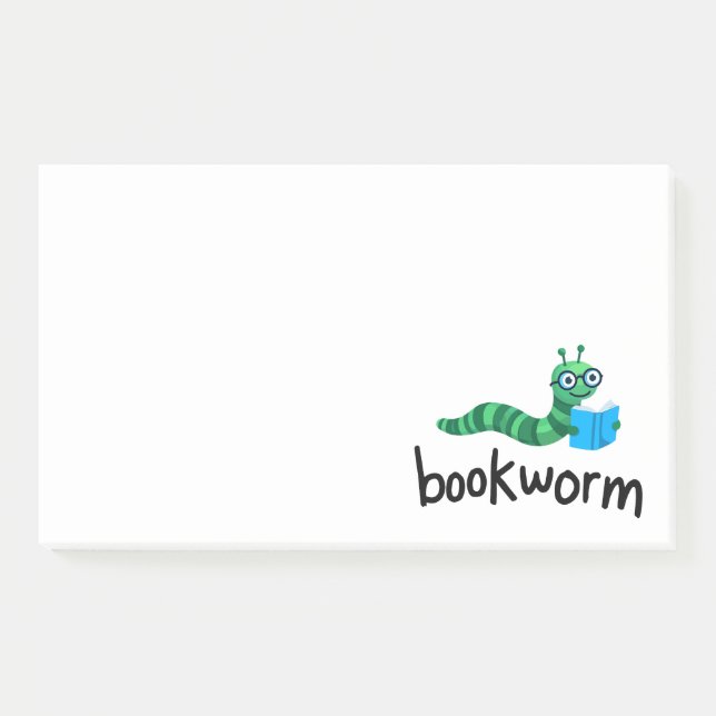 Reading Buddy Cute Bookworm With Book Post-it Notes (Front)