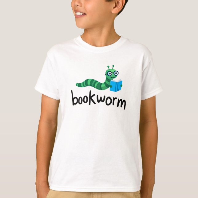 Reading Buddy Cute Bookworm With Book T-Shirt (Front)