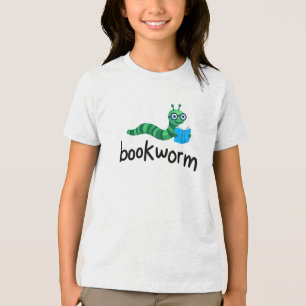 Reading Buddy Cute Bookworm With Book Tri-Blend Shirt