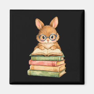 Reading Bunny Rabbit Gles Book Bookworm Teacher Wo Magnet