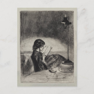 Reading by Lamplight, Whistler Postcard