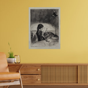 Reading by Lamplight, Whistler Poster
