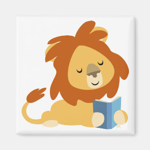 Reading Cartoon Lion magnet