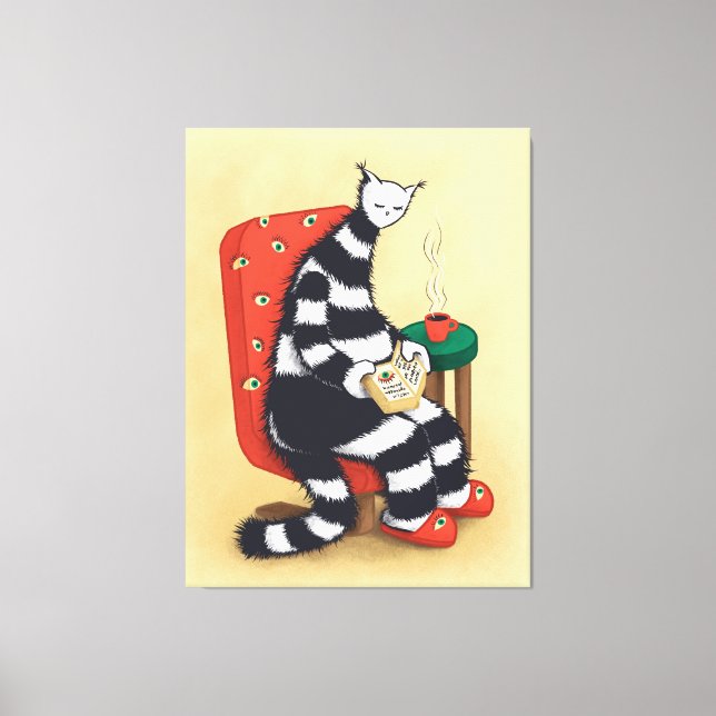 Reading Cat Book Lover Canvas Print (Front)