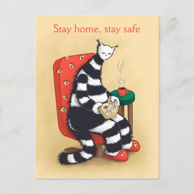 Reading Cat Book Lover Postcard (Front)