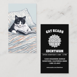reading cat business card