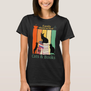 Reading Cat Easily Distracted By Black Cat And Bo T-Shirt