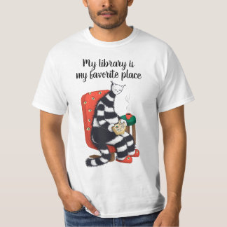 Reading Cat Fun Library T-Shirt