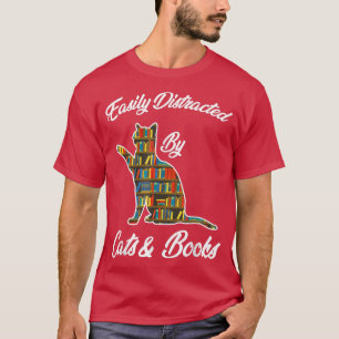 Reading Cat Funny Book Lover Animals Kitten Smart T-Shirt