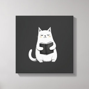 Reading Cat Funny Cat Book Lover Canvas Print