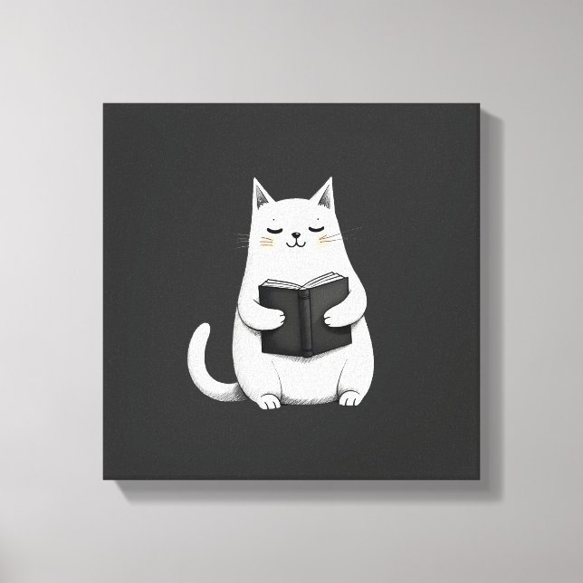 Reading Cat Funny Cat Book Lover Canvas Print (Front)