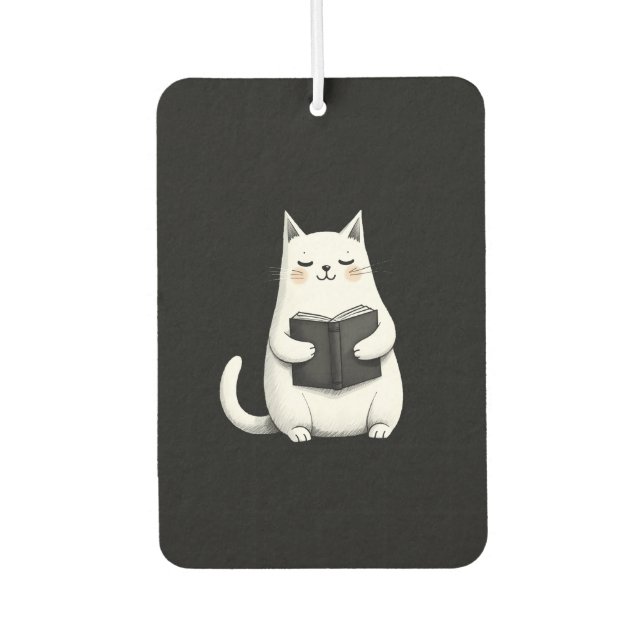 Reading Cat Funny Cat Book Lover Car Air Freshener (Front)